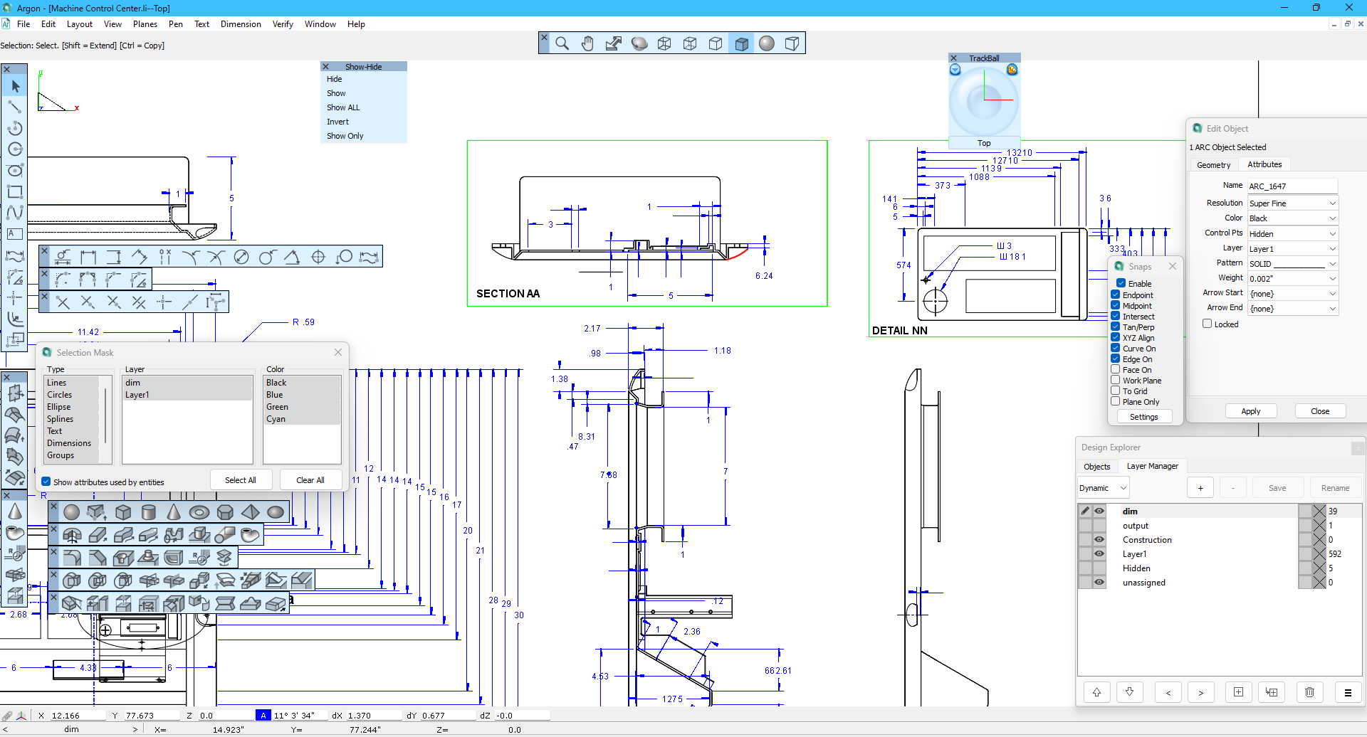 Argon v12 Main Window on Windows 2D Drawing