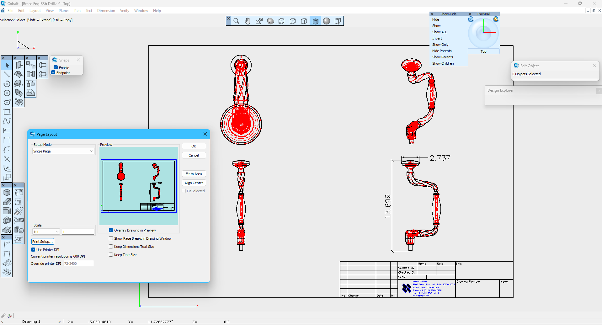 Cobalt v12 Print Window and Model To Sheet